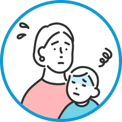 母親と子供が困っている顔のイラスト